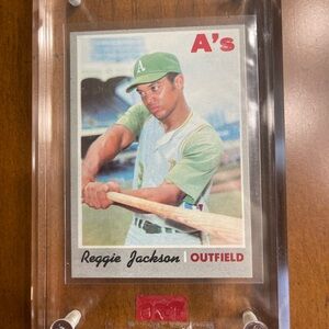 Topps Baseball Card with Green and Red Accents